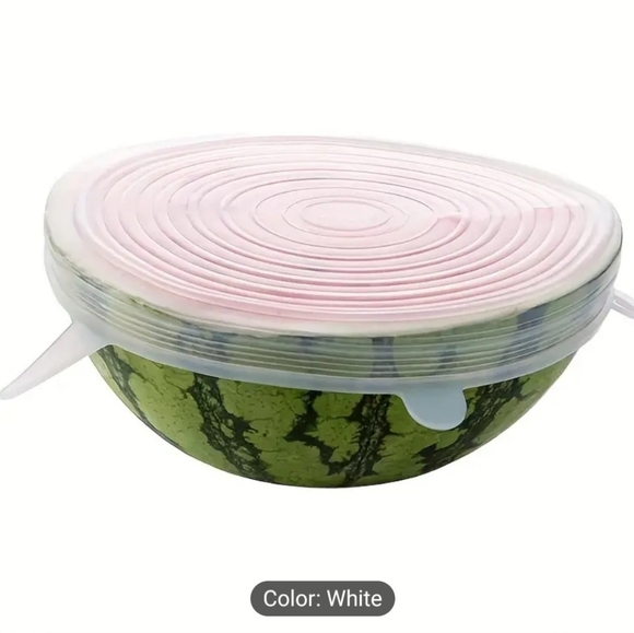 Silicone Stretch Lids Set of 6 Blue or Uncolored L👀K Happy Faces ☺️ - Picture 4 of 11